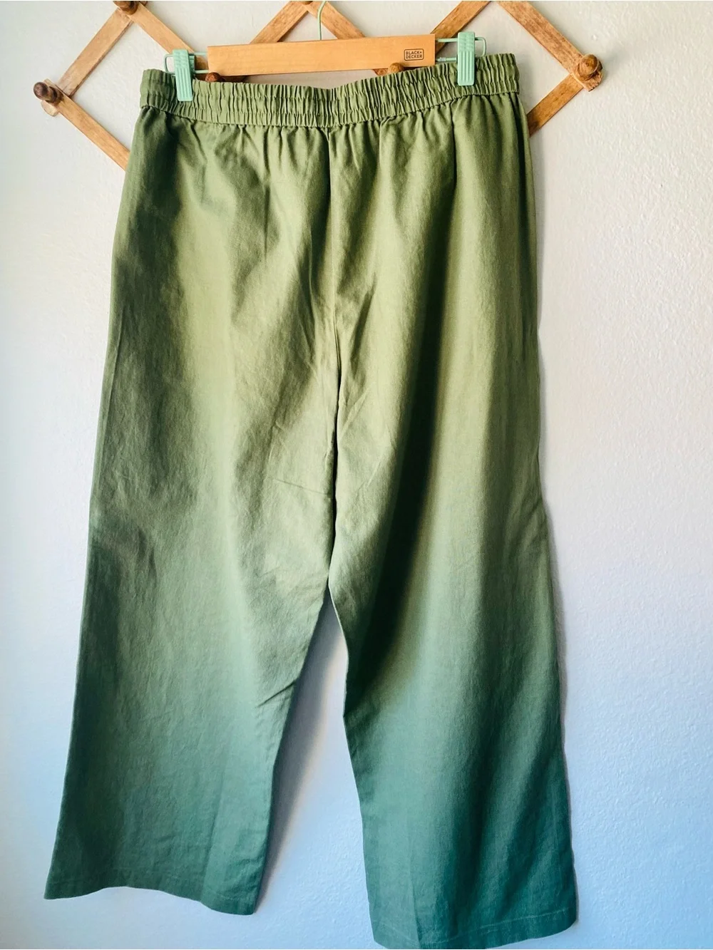 J.Crew NWT Sage Green Linen Blend Pull-On Wide Leg Pants Size 12